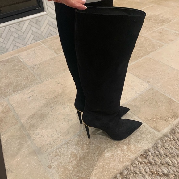 Louis Vuitton Black Suede Block Heel Boots